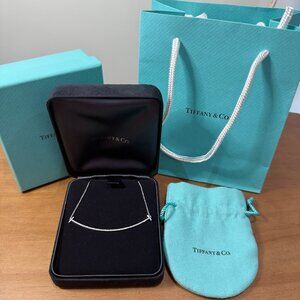 Tiffany & Co. Tiffany T Smile Pendant Necklace 18K White Gold Diamonds Large